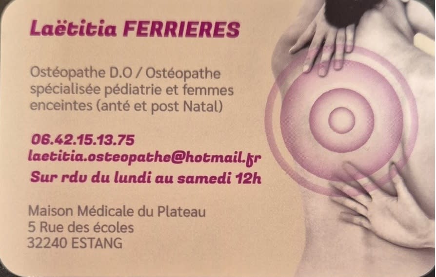 Dr Laetitia Ferrieres, Ostéopathe à Estang