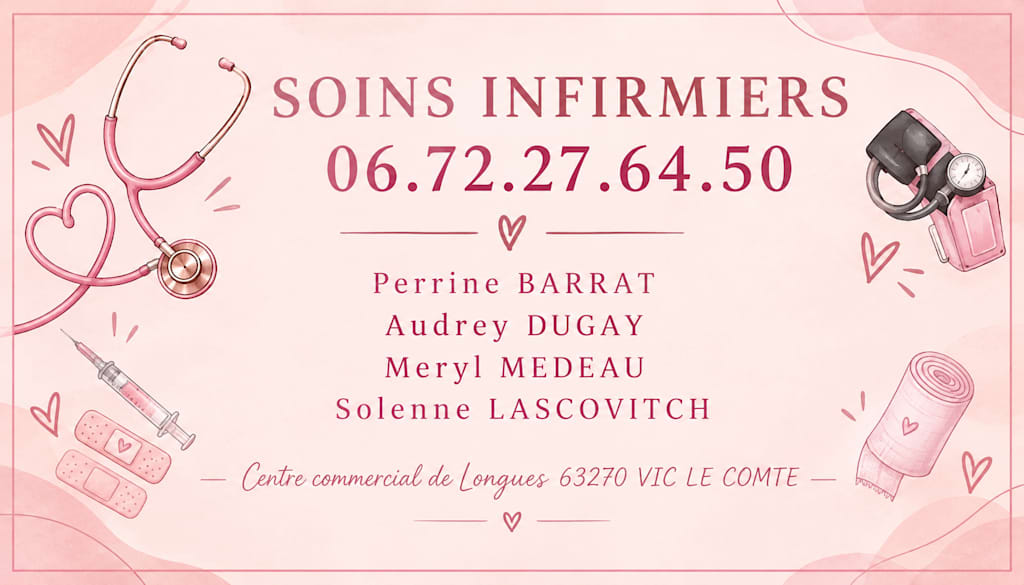 Cabinet Infirmier De La Comté - Perrine Barrat, Meryl Medeau, Solenne Lascovitch Et Audrey Dugay, Infirmier à Vic-Le-Comte