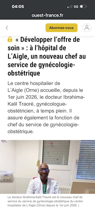 Dr Ibrahima Kalil Traore, Obstétricien à Buchelay