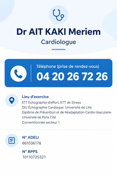 Dr Meriem Ait Kaki, Cardiologue à Perpignan